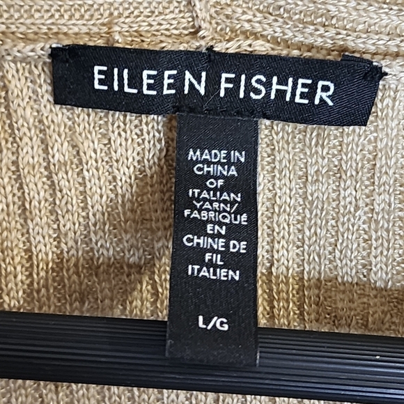 Eileen Fisher 100% Organic Linen Ribbed Knit Open Front Cardigan, sz L - Picture 4 of 5
